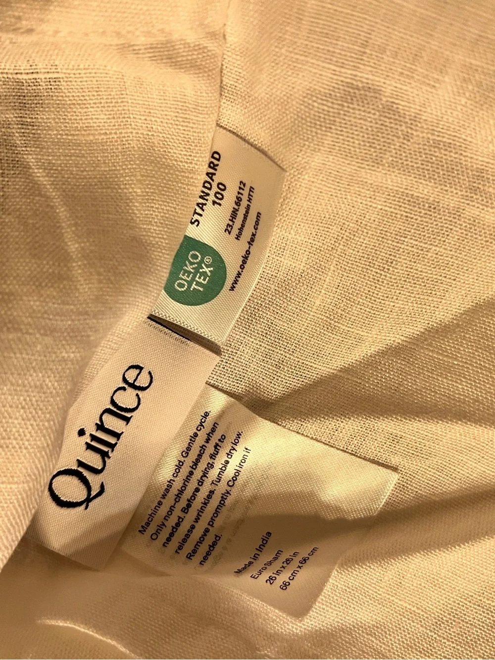 Quince European Linen Piped Euro Sham in white with black piping 🖤🤍